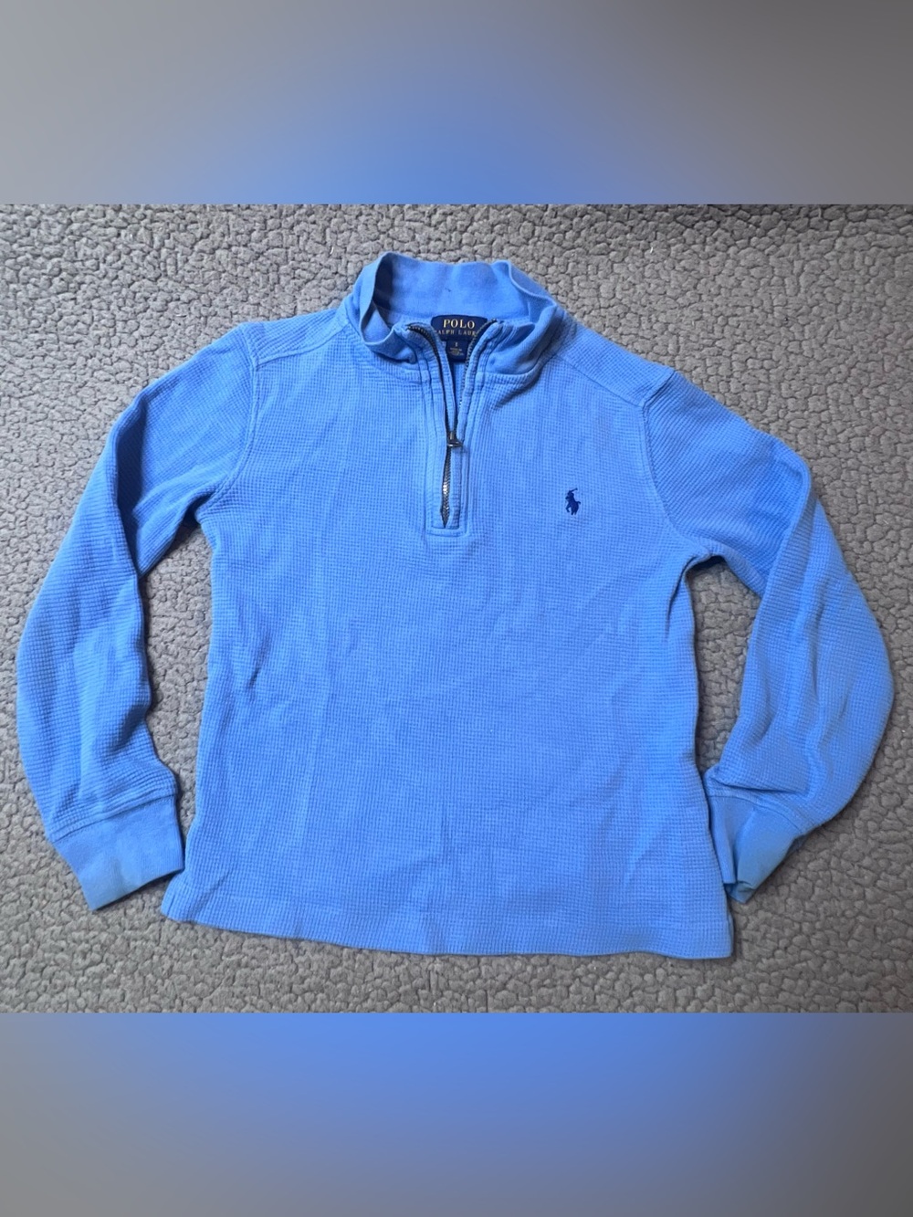 Polio Ralph Lauren Waffle Knit Half Zip Pullover Little Boys Size 5 Blue 1/2 Zip